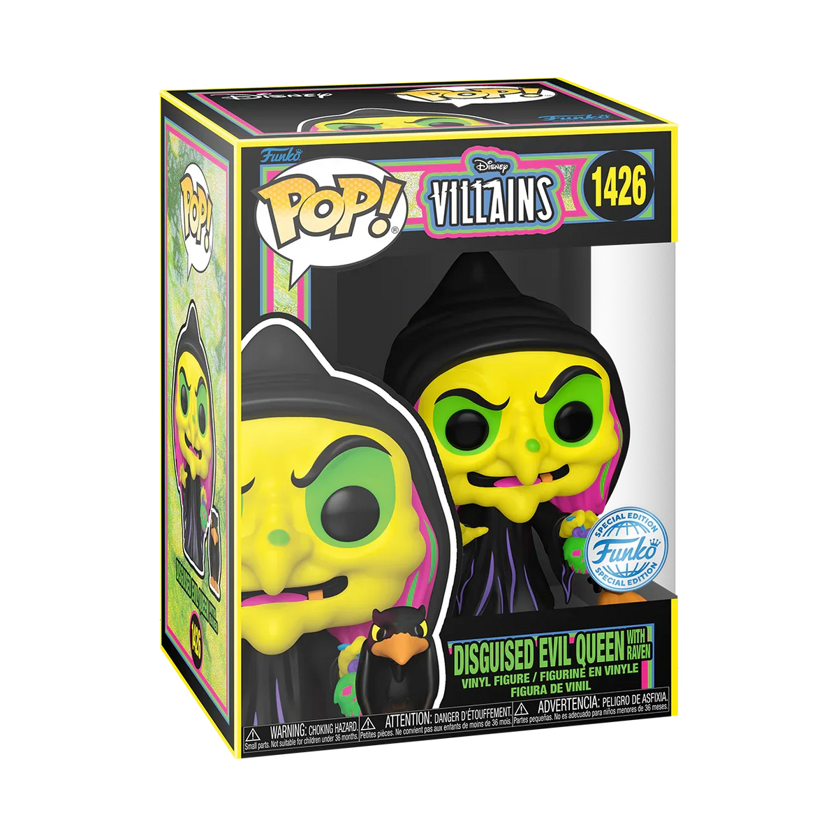 Disney Villains 1426 Disguised Evil Queen with Raven Blacklight Funko Pop! Vinyl Figure