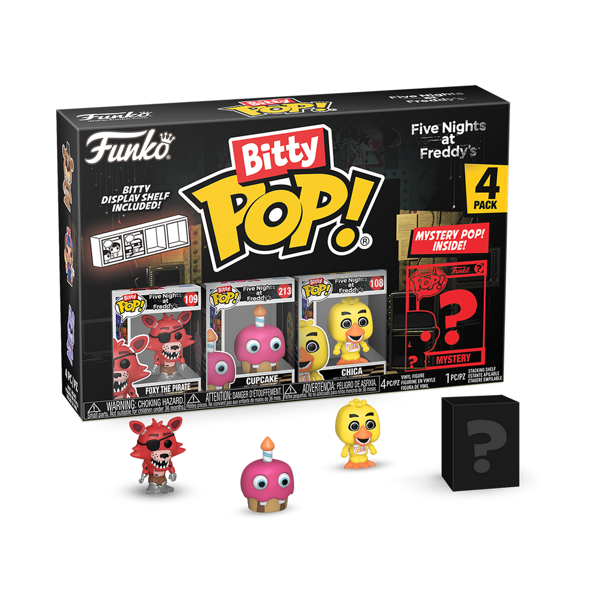 Five Nights at Freddyâ€™s Foxy, Cupcake, Chica 4-Pack Funko Bitty Pop! Vinyl Figures